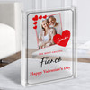 Valentine's Gift For Fiancé Red Photo Hearts Personalised Clear Acrylic Block