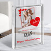 Valentine's Gift For Wife Red Photo Hearts Personalised Clear Acrylic Block
