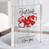 Romantic Gift For Best Wife Ever Hearts Balloon Personalised Clear Acrylic Block
