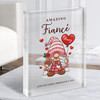 Romantic Gift For Fiancé Gnome With Love Heart Personalised Clear Acrylic Block