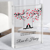 Hearts Love Bird Couple Swing Romantic Gift Personalised Clear Acrylic Block