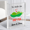 Funny Cute Pea Couple Gift Personalised Clear Acrylic Block