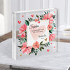 Watercolour Floral Heart Romantic Gift Personalised Clear Square Acrylic Block