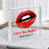 Mouth Kiss Lips Love You Sexy Romantic Gift Custom Clear Square Acrylic Block