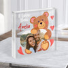 Bear I Love You Photo Romantic Gift Personalised Clear Square Acrylic Block