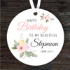 Beautiful Stepmum Pink Flowers Birthday Gift Round Personalised Hanging Ornament