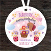 Nanny Happy Birthday Gift Ladybird Rainbow Round Personalised Hanging Ornament