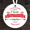 Darling Husband Happy Anniversary Gift Round Personalised Hanging Ornament