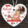 Husband Bear Anniversary Photo Gift Heart Personalised Hanging Ornament