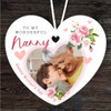 Wonderful Nanny Floral Heart Photo Mother's Day Gift Heart Personalised Ornament