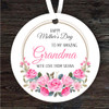 Grandma Pink Floral Wreath Mother's Day Gift Round Personalised Hanging Ornament