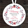 Mummy Thank You Red Floral Wreath Mother's Day Gift Round Personalised Ornament