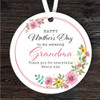 Grandma Watercolour Pink Flower Wreath Mother's Day Gift Personalised Ornament