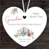 Grandma Floral Thank You Mother's Day Gift Heart Personalised Hanging Ornament