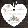 Stepmum Floral Thank You Mother's Day Gift Heart Personalised Hanging Ornament