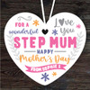 Step Mum Happy Mother's Day Gift Love You Heart Personalised Hanging Ornament