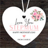 Stepmum Flora Love You Mother's Day Gift Heart Personalised Hanging Ornament