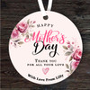 Pink Roses Thank You Mother's Day Gift Round Personalised Hanging Ornament