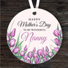 Nanny Purple Tulips Mother's Day Gift Round Personalised Hanging Ornament
