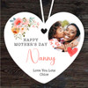 Nanny Floral Photo Mother's Day Gift Heart Personalised Hanging Ornament
