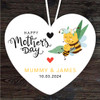 Bee Mum With Baby Mother's Day Gift Heart Personalised Hanging Ornament