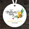 Bee Mum With Baby Mother's Day Gift Round Personalised Hanging Ornament