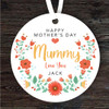 Mummy Red Floral Mother's Day Gift Round Personalised Hanging Ornament