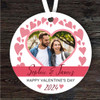 Heart Frame Happy Valentine's Day Gift Photo Round Personalised Hanging Ornament