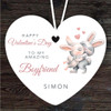 Boyfriend Bunny Couple Valentine's Day Gift Heart Personalised Hanging Ornament