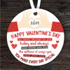 Happy Valentines Day Gift Hand Initials Round Personalised Hanging Ornament