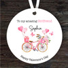 Girlfriend Pink Love Bike Valentine's Day Gift Round Personalised Ornament