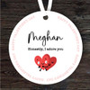 Love Heart Couple Valentine's Day Gift Round Personalised Hanging Ornament