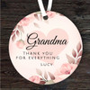 Gift For Grandma Thank You Floral Round Personalised Hanging Ornament