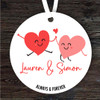 Heart Couple Cute Romantic Gift Round Personalised Hanging Ornament