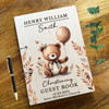 Watercolour Teddy Bear Balloons Message Notes Keepsake Christening Guest Book