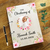 Wood Watercolour Pink Floral Photo Message Notes Keepsake Christening Guest Book