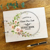 Wood Watercolour Floral Wreath Message Notes Keepsake Christening Guest Book