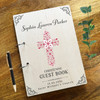 Wood Dark Pink Ornament Cross Message Notes Keepsake Christening Guest Book