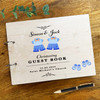 Wood Twins Blue Outfits Message Notes Keepsake Christening Guest Book