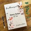 Wood Watercolour Floral Sympathy In Loving Memory Funeral Condolence Guest Book