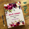 Wood Depp Red Purple Pink Floral Message Notes Keepsake Wedding Guest Book