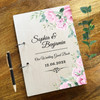 Wood Pink Roses Pretty  Message Notes Keepsake Wedding Guest Book