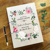Wood Pink White Floral Message Notes Keepsake Wedding Guest Book