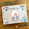 Wood Watercolour Floral Blue Photo Album Memories New Baby Keepsake Book