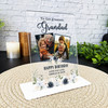 Grandfather Birthday Gift Navy White Floral Photo Personalised Acrylic Plaque