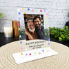 Birthday Gift Colourful Triangles Photo Personalised Acrylic Plaque