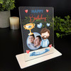 Happy Birthday Gift Beard Photo Blue Personalised Acrylic Plaque