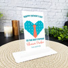 Stepdad Fathers Day Gift Heart Shape Shirt With Tie Personalised Acrylic Plaque