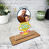 Fathers Day Gift Best Dad Trophy Round Photo Personalised Acrylic Plaque