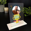 Fathers Day Gift Best Dad Trophy Round Photo Personalised Acrylic Plaque